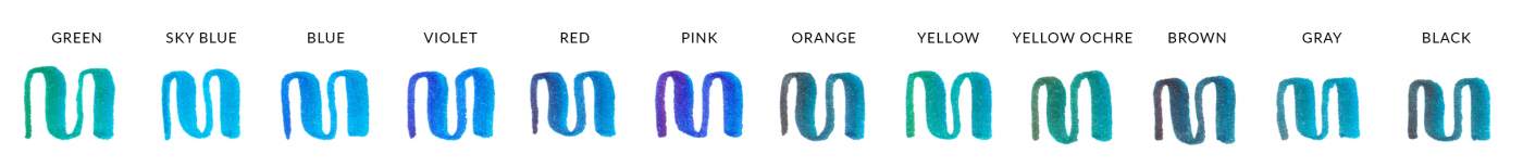 Pentel Sign Pen with Brush Tip Blended Color Chart SKY BLUE