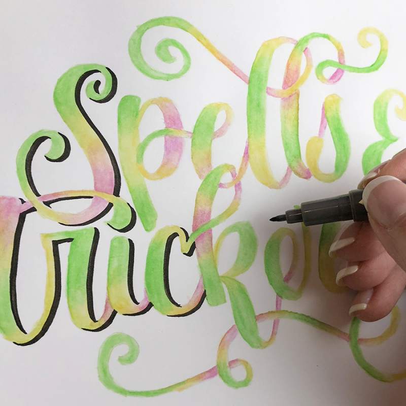 Lettering with Royal Talens Van Gogh Watercolor Pencils Step by Winterbird