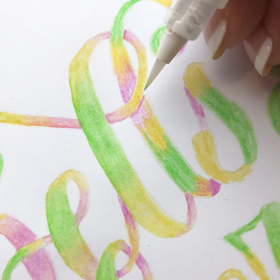 Lettering with Watercolor Pencils - Winterbird